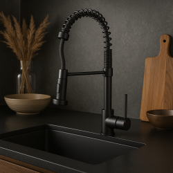 Rubinetto da cucina Quadri Derby con beccuccio flessibile e doccetta a 2 getti, nero opaco 1208955917